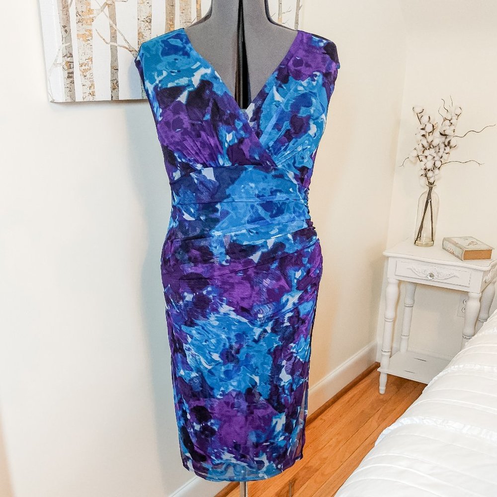 ~*Suite 7 Watercolor Mesh Overlay Dress -Size 12*~